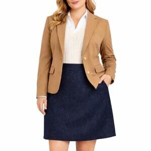 NWT Joules Tweed Mini Skirt Navy Blue Wool Blend Pockets Lined Work Office Sz 12